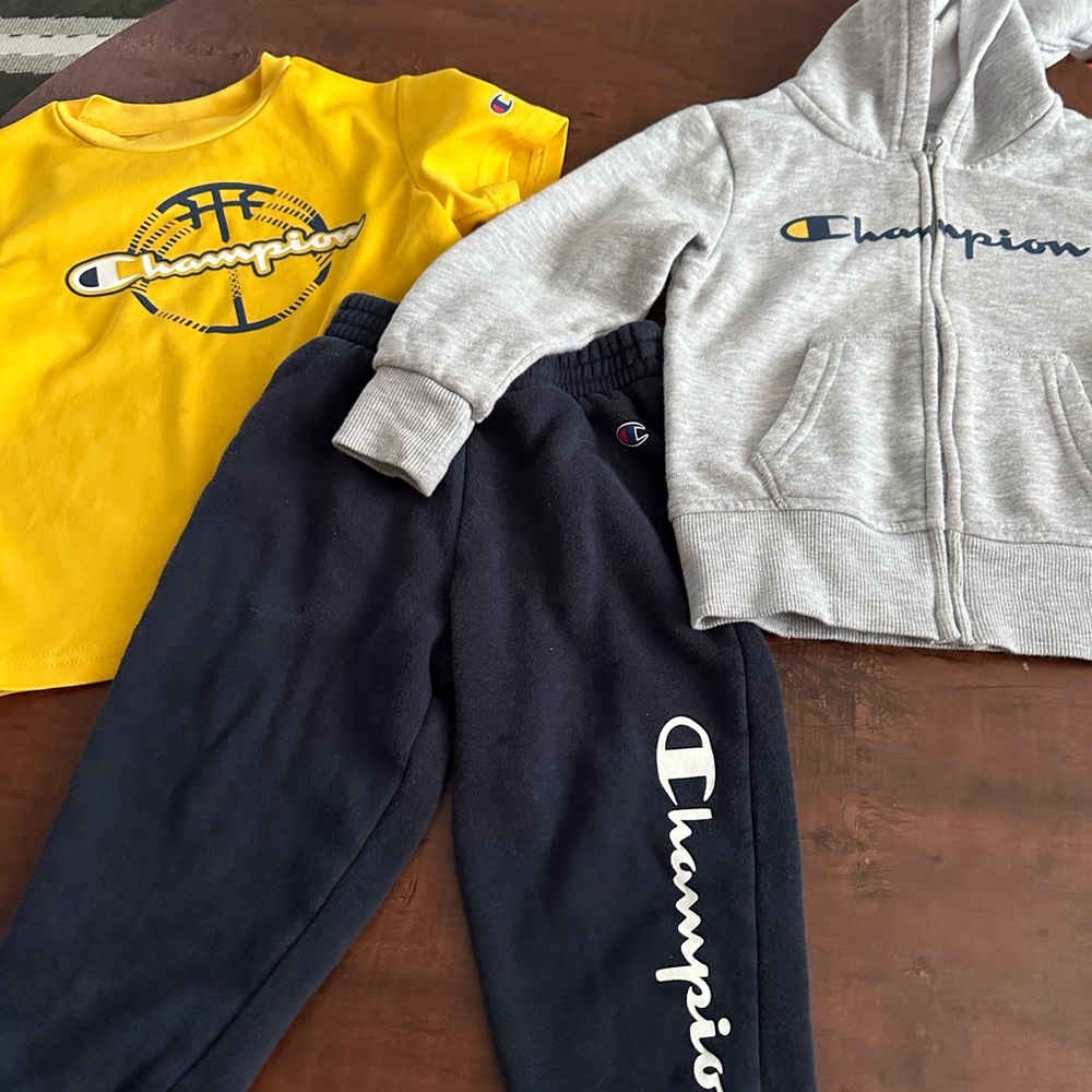 champion boys 3t 3 piece athletic outfit
